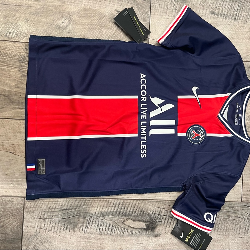 Nike PSG Navy and Red Football Shirt